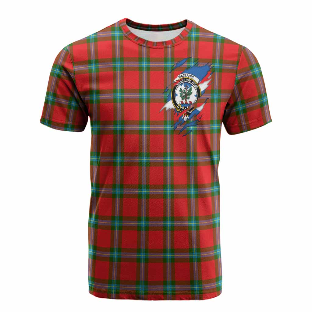 MacLaine (McLaine) Clan Crest In Me Tartan Cotton T-shirt Scotland Flag Style