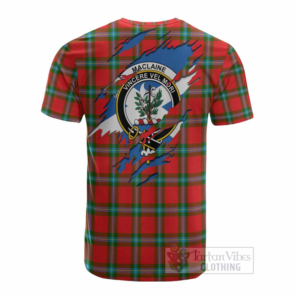 MacLaine (McLaine) Clan Crest In Me Tartan Cotton T-shirt Scotland Flag Style