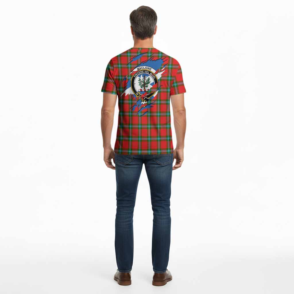 MacLaine (McLaine) Clan Crest In Me Tartan Cotton T-shirt Scotland Flag Style