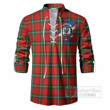 MacLaine (McLaine) Clan Crest In Me Tartan Ghillie Shirt Scotland Flag Style