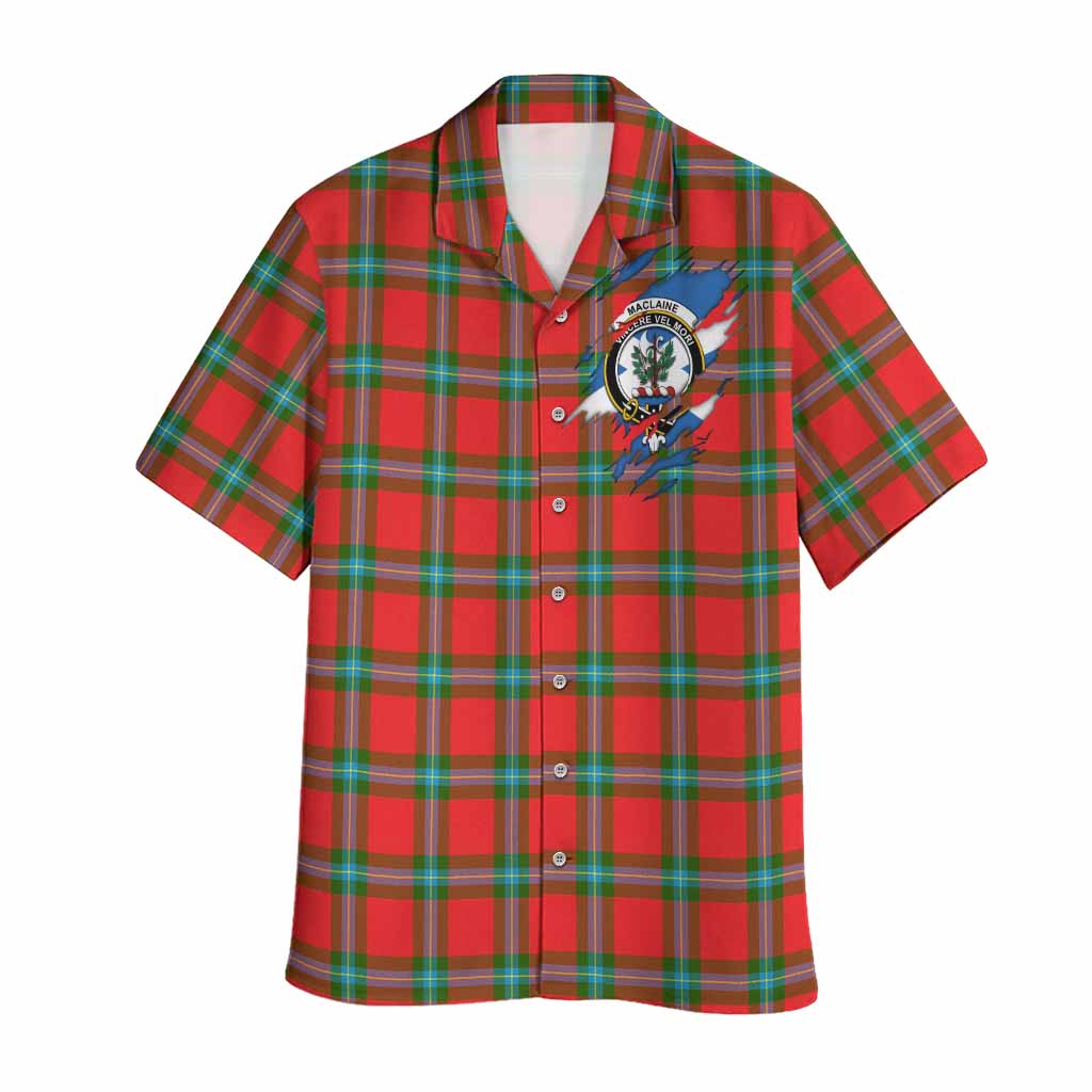 MacLaine (McLaine) Clan Crest In Me Tartan Hawaiian Shirt Scotland Flag Style