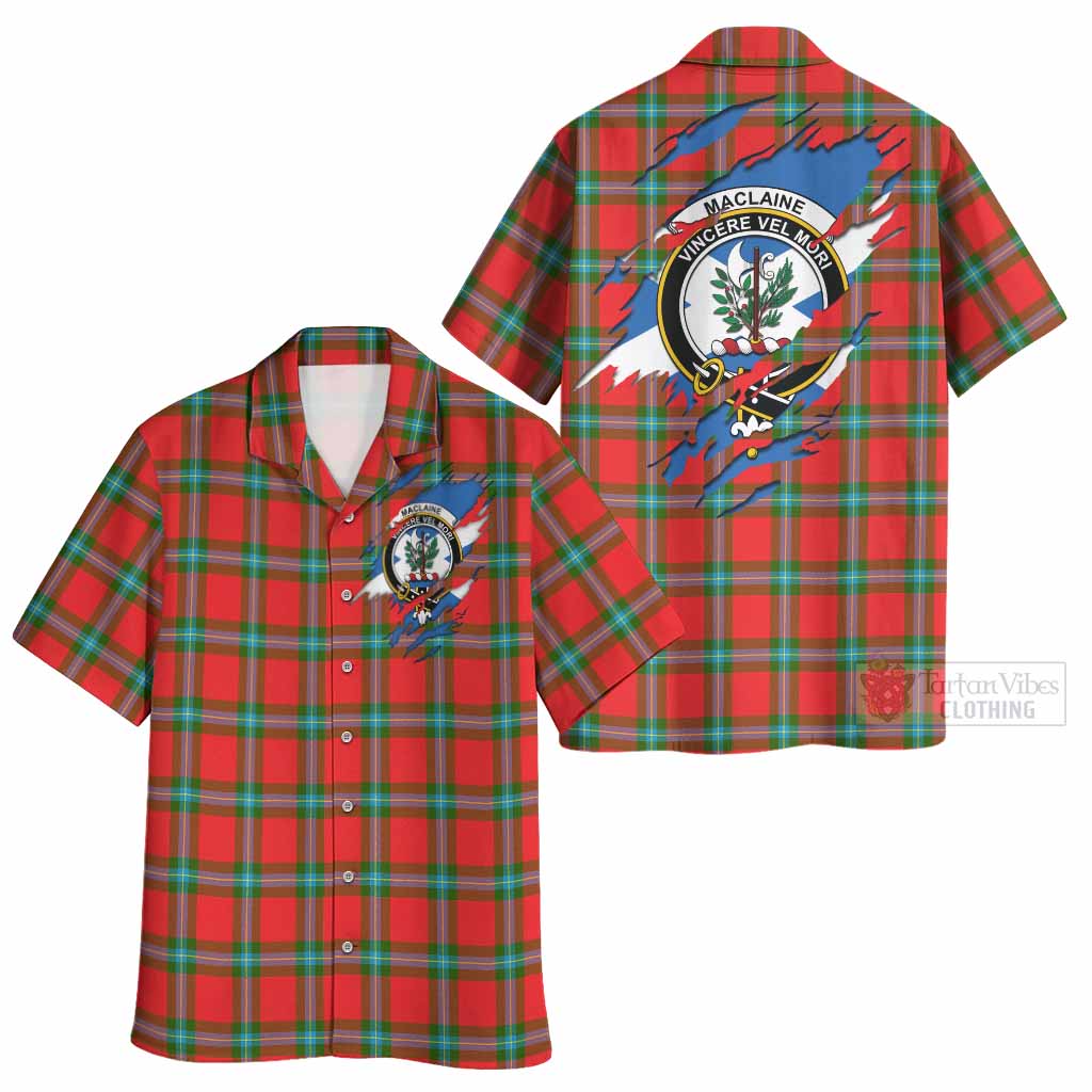 MacLaine (McLaine) Clan Crest In Me Tartan Hawaiian Shirt Scotland Flag Style