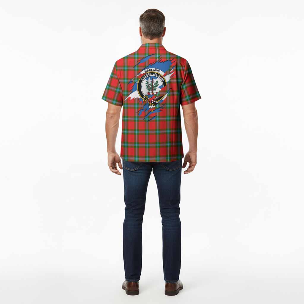 MacLaine (McLaine) Clan Crest In Me Tartan Hawaiian Shirt Scotland Flag Style