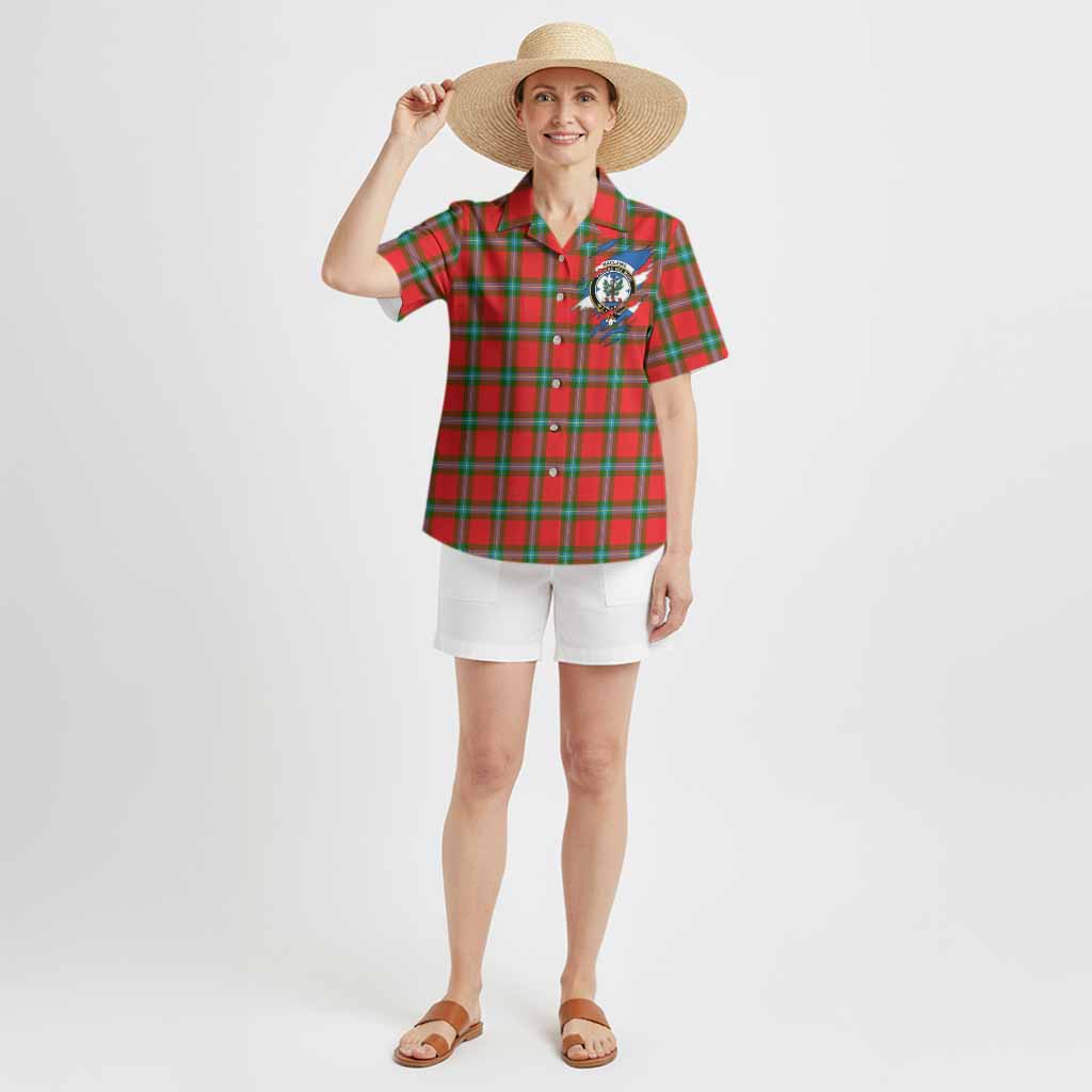 MacLaine (McLaine) Clan Crest In Me Tartan Hawaiian Shirt Scotland Flag Style