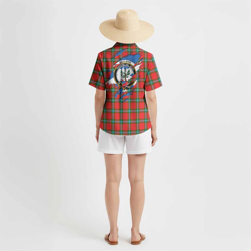 MacLaine (McLaine) Clan Crest In Me Tartan Hawaiian Shirt Scotland Flag Style
