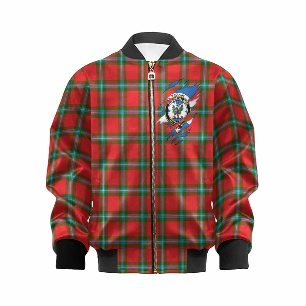 MacLaine (McLaine) Clan Crest In Me Tartan Kid Bomber Jacket Scotland Flag Style