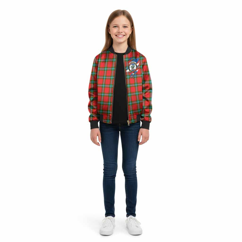 MacLaine (McLaine) Clan Crest In Me Tartan Kid Bomber Jacket Scotland Flag Style