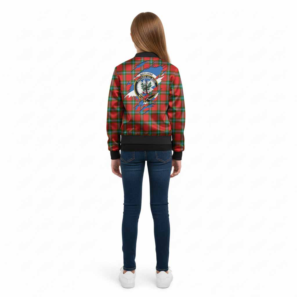 MacLaine (McLaine) Clan Crest In Me Tartan Kid Bomber Jacket Scotland Flag Style