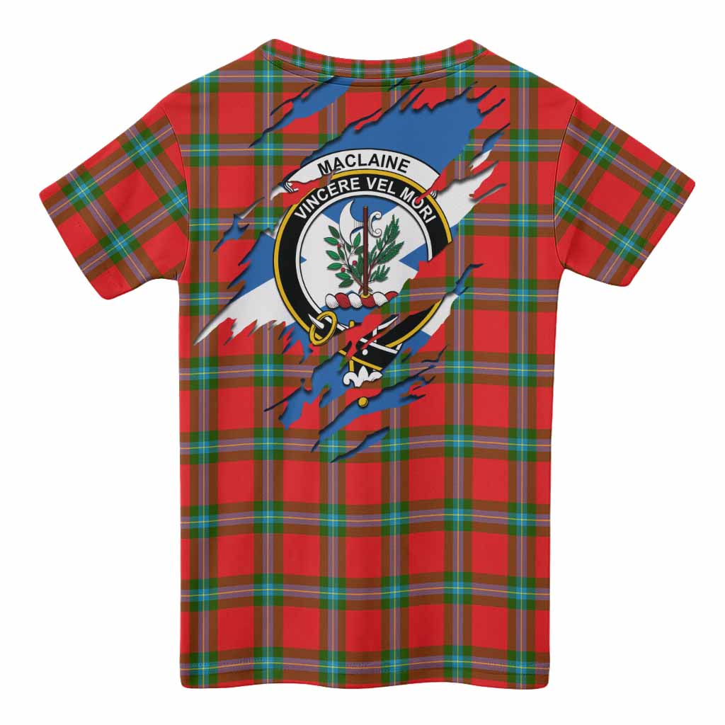 MacLaine (McLaine) Clan Crest In Me Tartan Kid T-shirt Scotland Flag Style