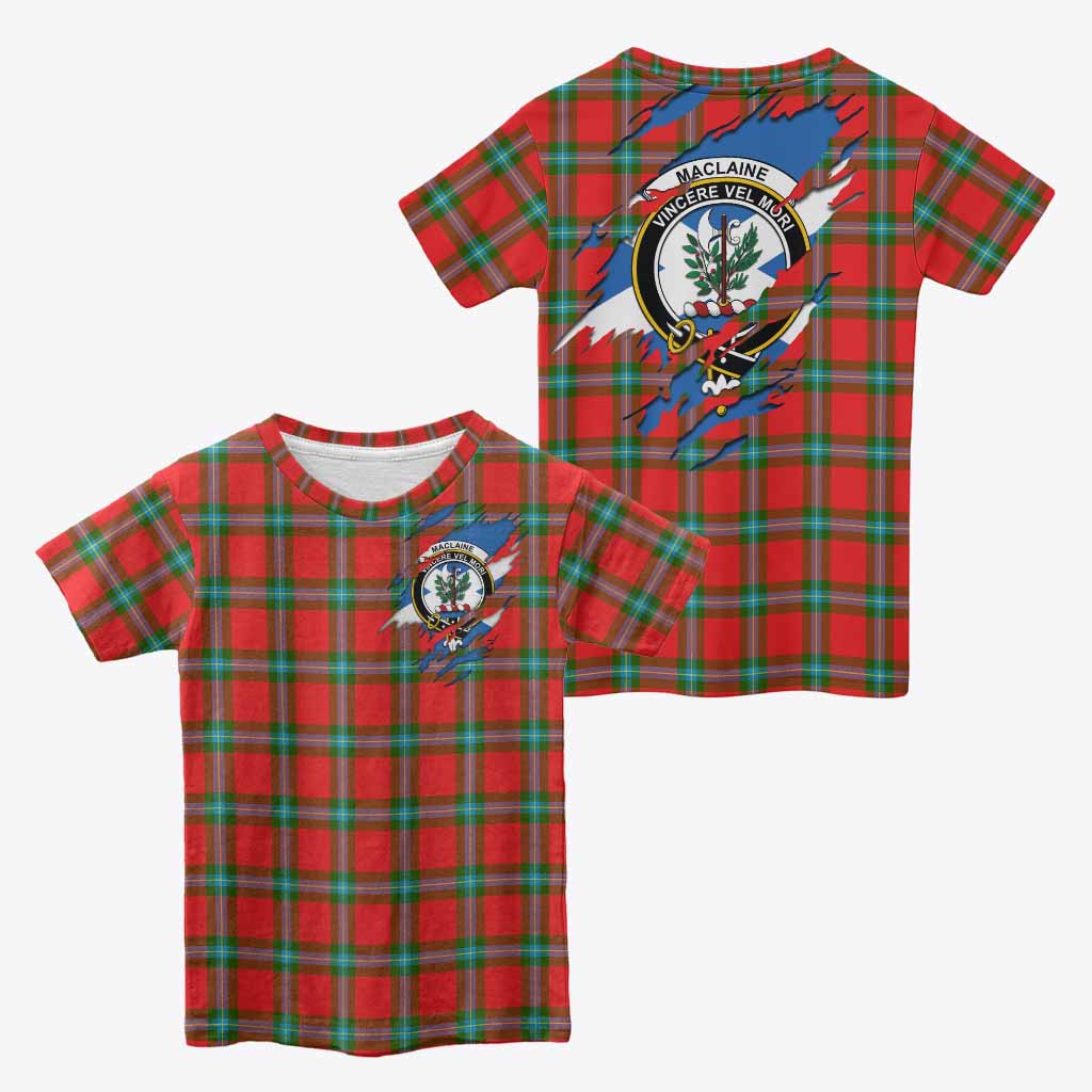 MacLaine (McLaine) Clan Crest In Me Tartan Kid T-shirt Scotland Flag Style