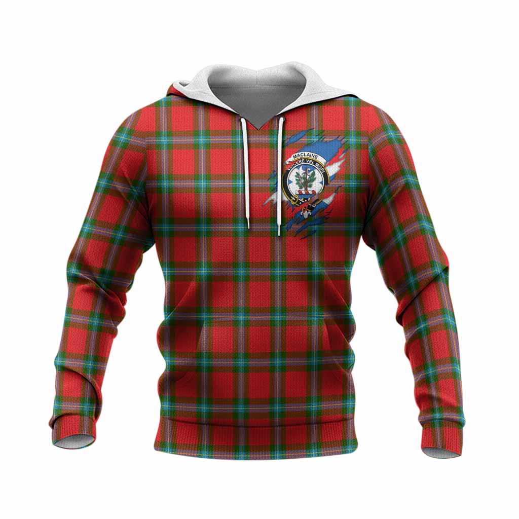 MacLaine (McLaine) Clan Crest In Me Tartan Knitted Hoodie Scotland Flag Style
