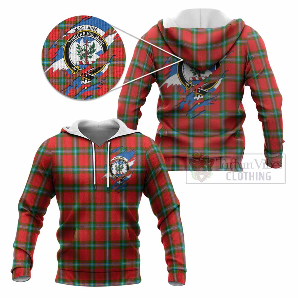 MacLaine (McLaine) Clan Crest In Me Tartan Knitted Hoodie Scotland Flag Style