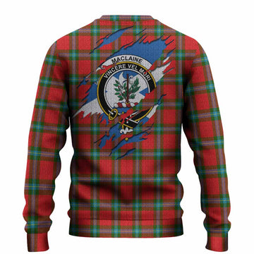 MacLaine (McLaine) Clan Crest In Me Tartan Knitted Sweater Scotland Flag Style