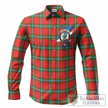 MacLaine (McLaine) Clan Crest In Me Tartan Long Sleeve Button Shirts Scotland Flag Style