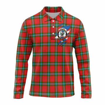 MacLaine (McLaine) Clan Crest In Me Tartan Long Sleeve Polo Shirt Scotland Flag Style