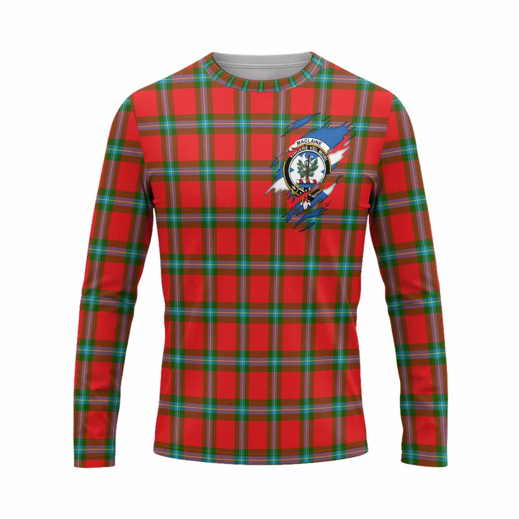 MacLaine (McLaine) Clan Crest In Me Tartan Long Sleeve T-Shirt Scotland Flag Style