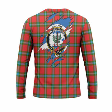 MacLaine (McLaine) Clan Crest In Me Tartan Long Sleeve T-Shirt Scotland Flag Style