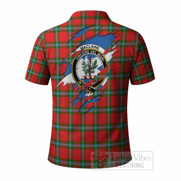 MacLaine (McLaine) Clan Crest In Me Tartan Polo Shirt Scotland Flag Style