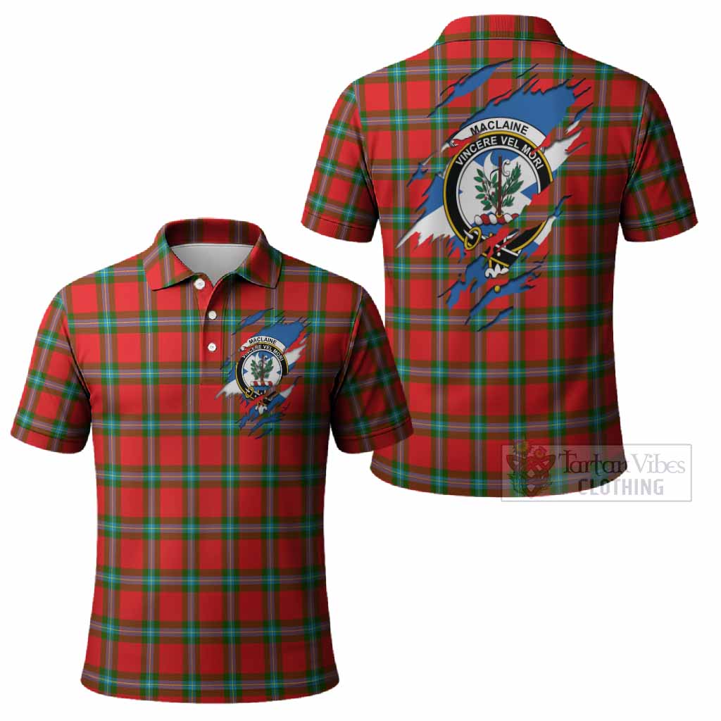 MacLaine (McLaine) Clan Crest In Me Tartan Polo Shirt Scotland Flag Style