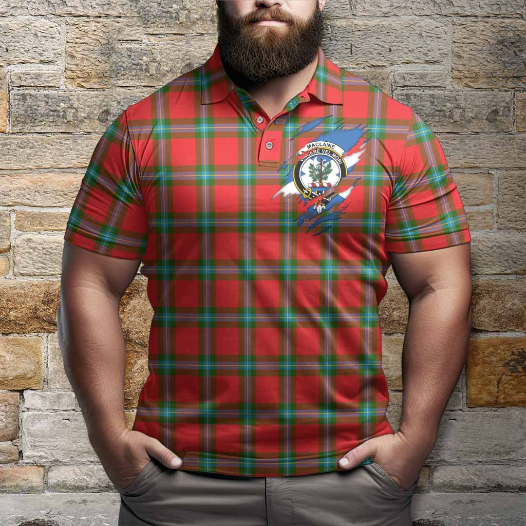 MacLaine (McLaine) Clan Crest In Me Tartan Polo Shirt Scotland Flag Style