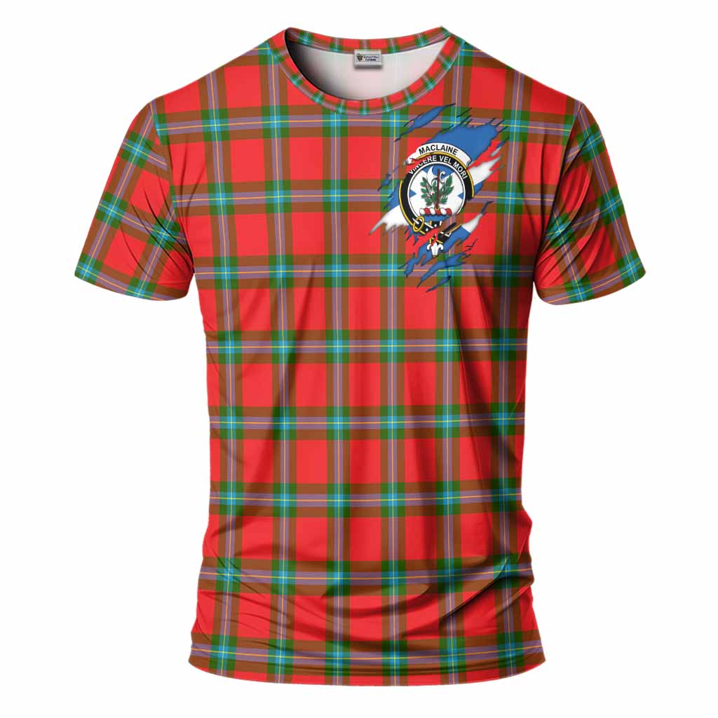 MacLaine (McLaine) Clan Crest In Me Tartan T-Shirt Scotland Flag Style