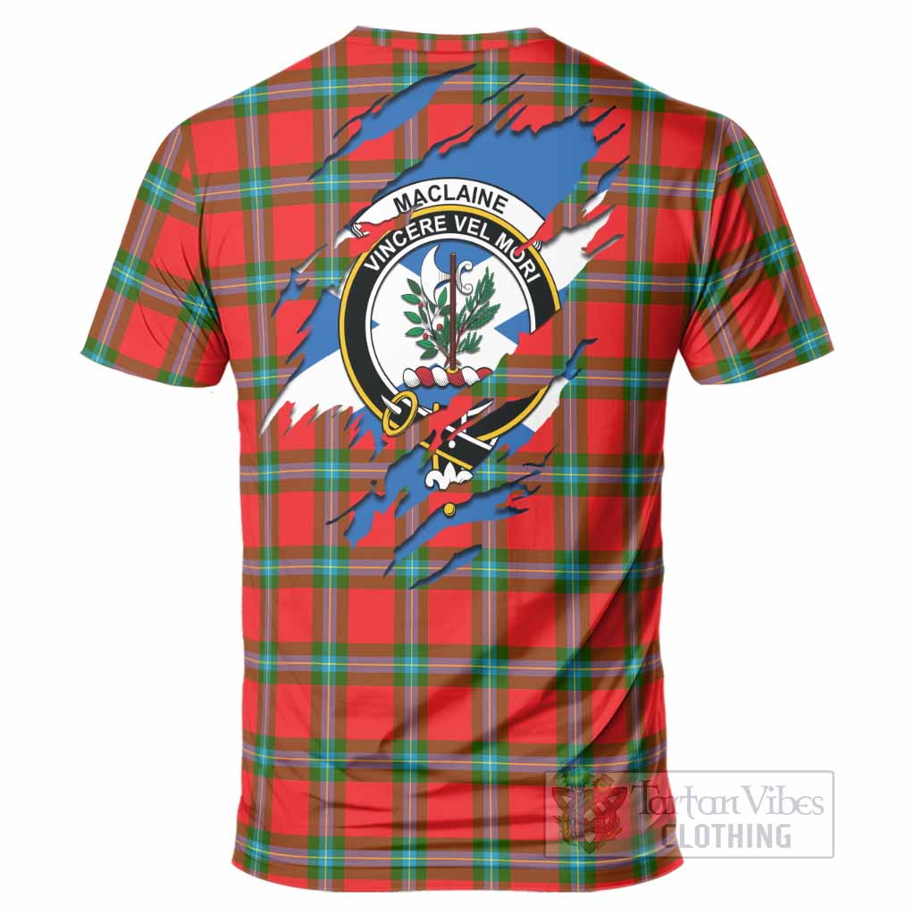 MacLaine (McLaine) Clan Crest In Me Tartan T-Shirt Scotland Flag Style