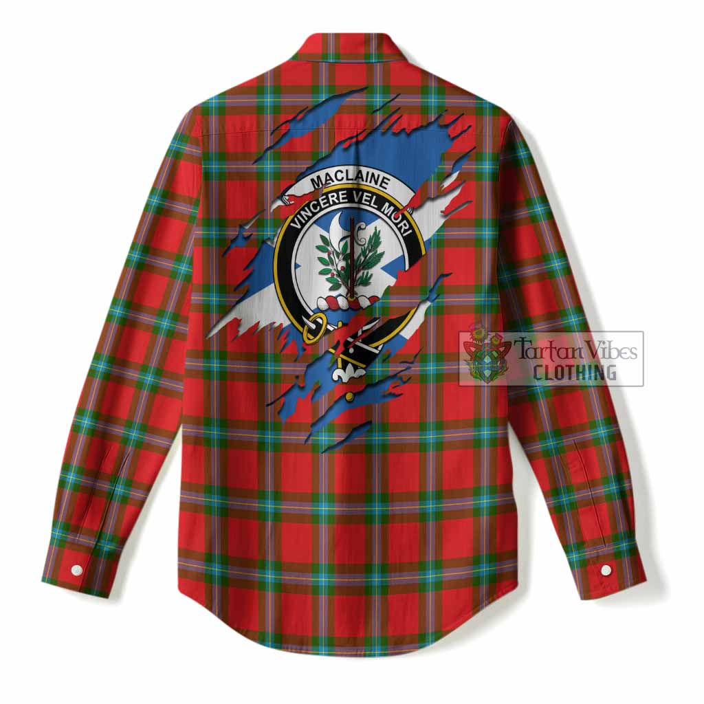 MacLaine (McLaine) Clan Crest In Me Tartan Women Casual Shirt Scotland Flag Style