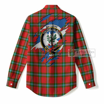 MacLaine (McLaine) Clan Crest In Me Tartan Women Casual Shirt Scotland Flag Style
