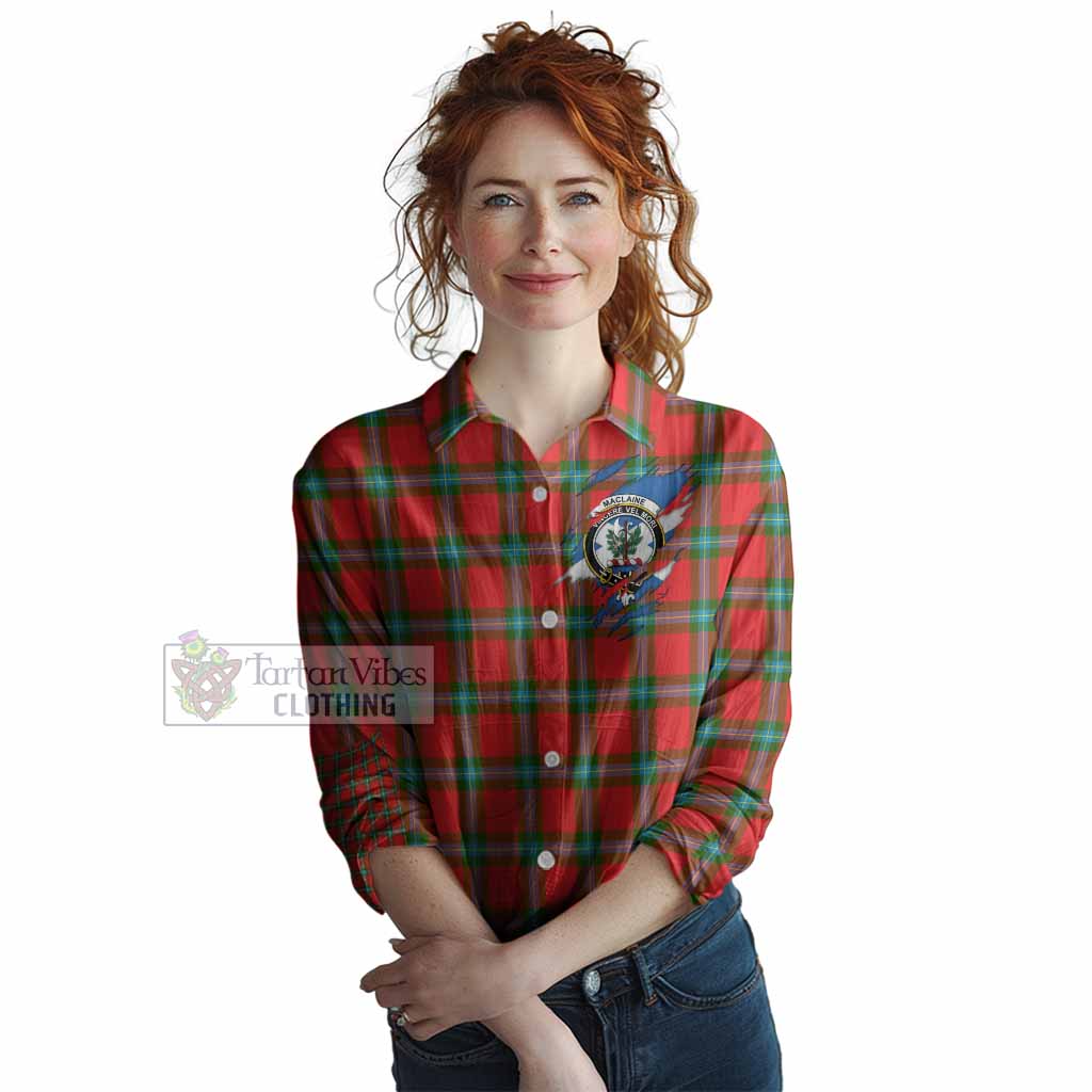 MacLaine (McLaine) Clan Crest In Me Tartan Women Casual Shirt Scotland Flag Style