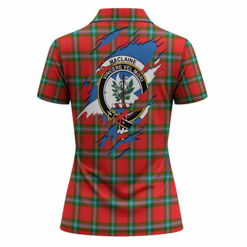 MacLaine (McLaine) Clan Crest In Me Tartan Women Polo Shirt Scotland Flag Style
