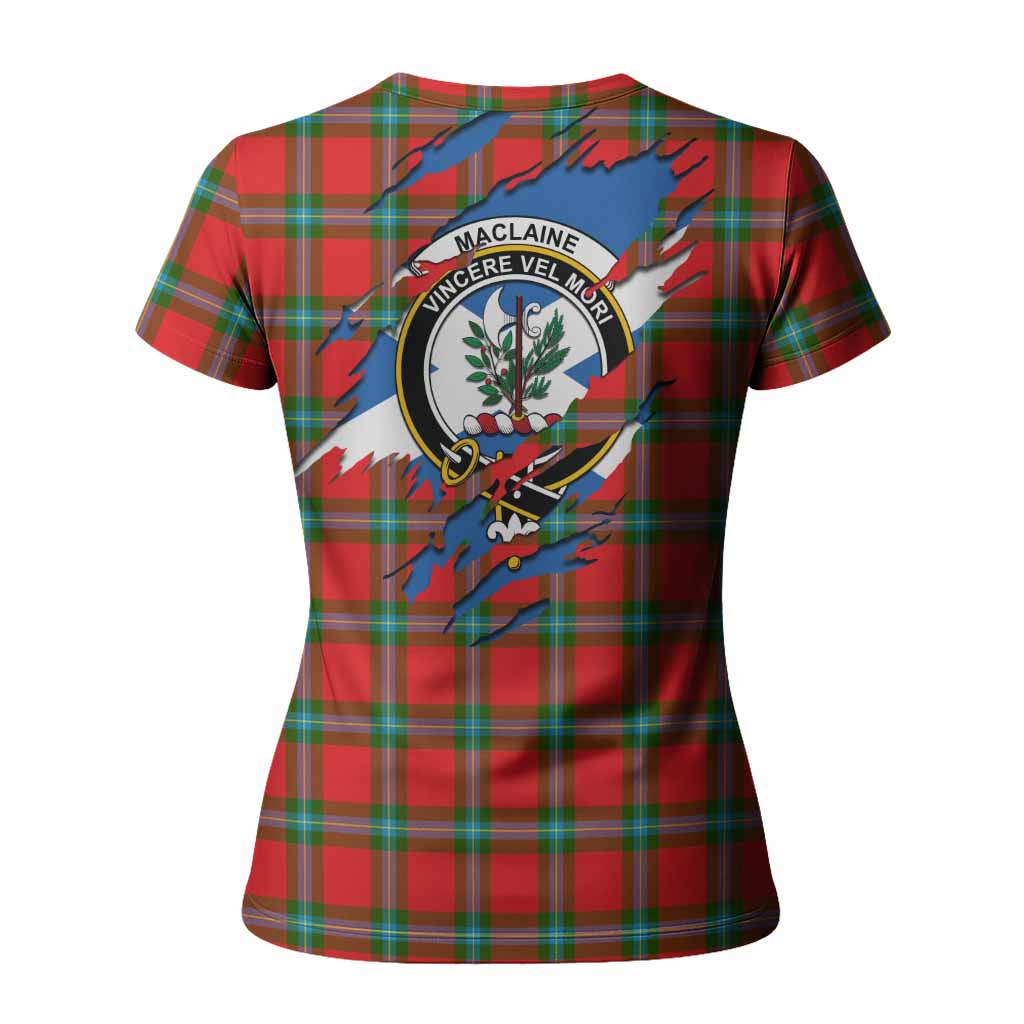 MacLaine (McLaine) Clan Crest In Me Tartan Women T shirt Scotland Flag Style