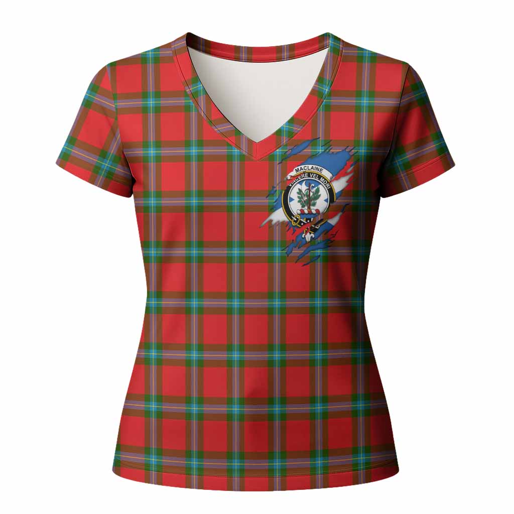 MacLaine (McLaine) Clan Crest In Me Tartan Women T shirt Scotland Flag Style