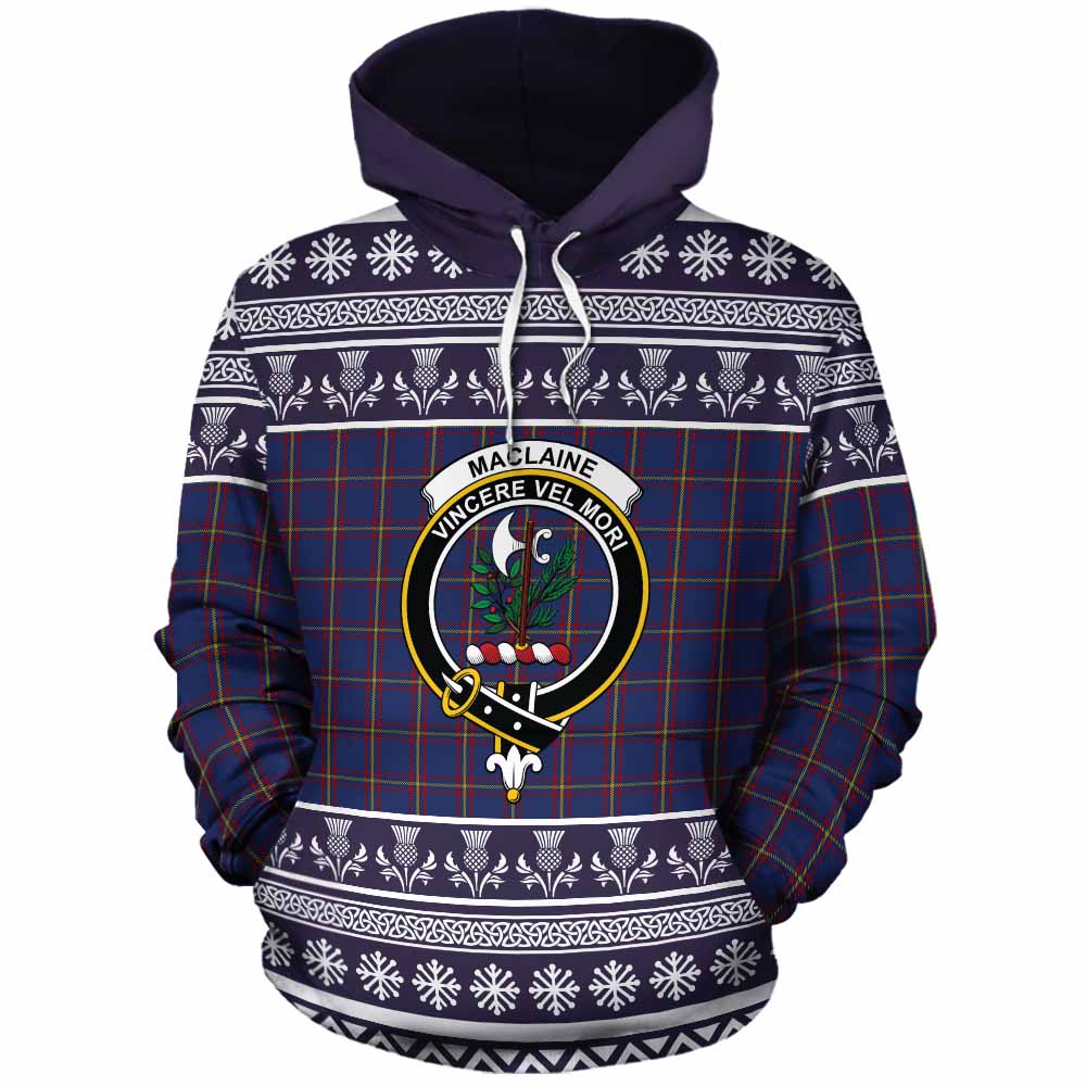 MacLaine (McLaine) Clan Tartan Christmas Cotton Hoodie with Family Crest - Tartan Vibes Clothing
