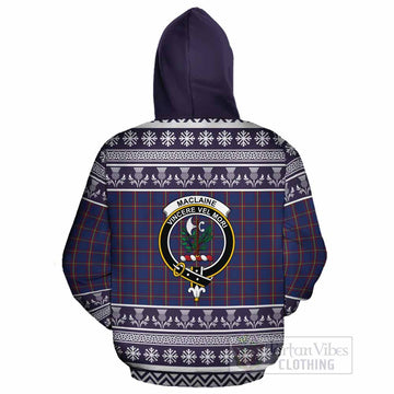 MacLaine (McLaine) Clan Tartan Christmas Cotton Hoodie with Family Crest