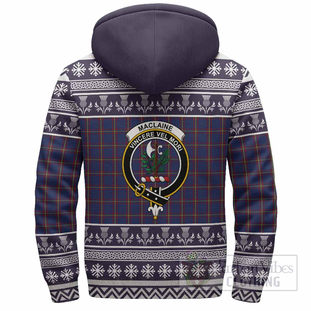 MacLaine (McLaine) Clan Tartan Christmas Fleece Hoodie with Family Crest - Tartan Vibes Clothing