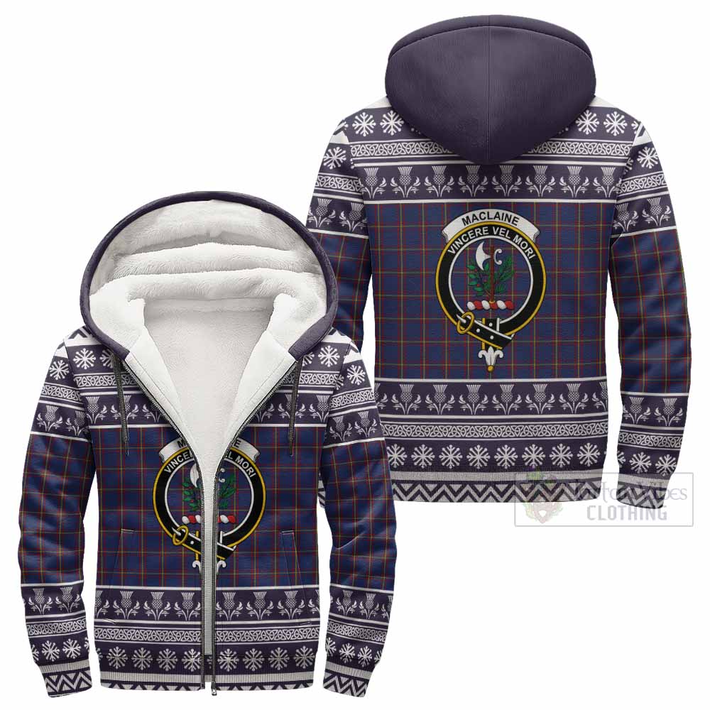 MacLaine (McLaine) Clan Tartan Christmas Fleece Hoodie with Family Crest - Tartan Vibes Clothing