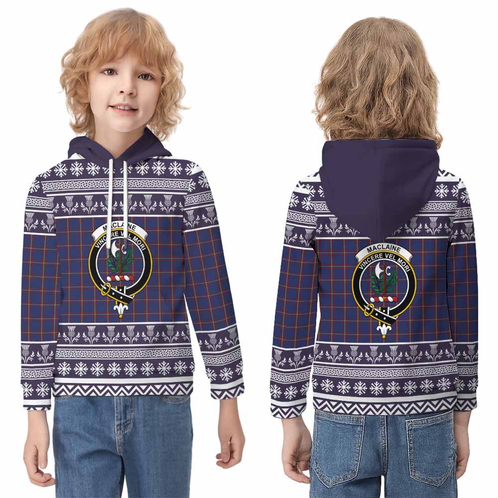 MacLaine (McLaine) Clan Tartan Christmas Kid Hoodie with Family Crest - Tartan Vibes Clothing