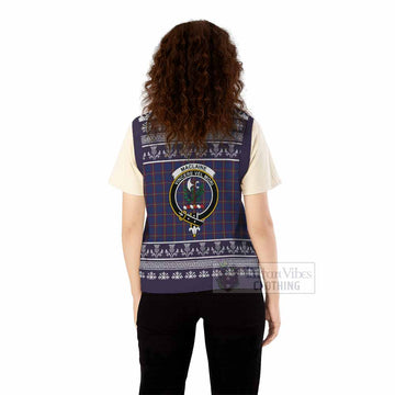 MacLaine (McLaine) Clan Tartan Christmas Knitted V-Neck Vest with Family Crest