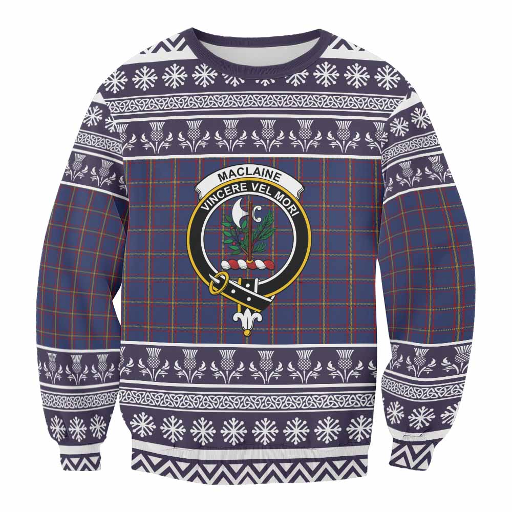 MacLaine (McLaine) Clan Tartan Christmas Sweatshirt with Family Crest - Tartan Vibes Clothing