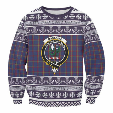 MacLaine (McLaine) Clan Tartan Christmas Sweatshirt with Family Crest