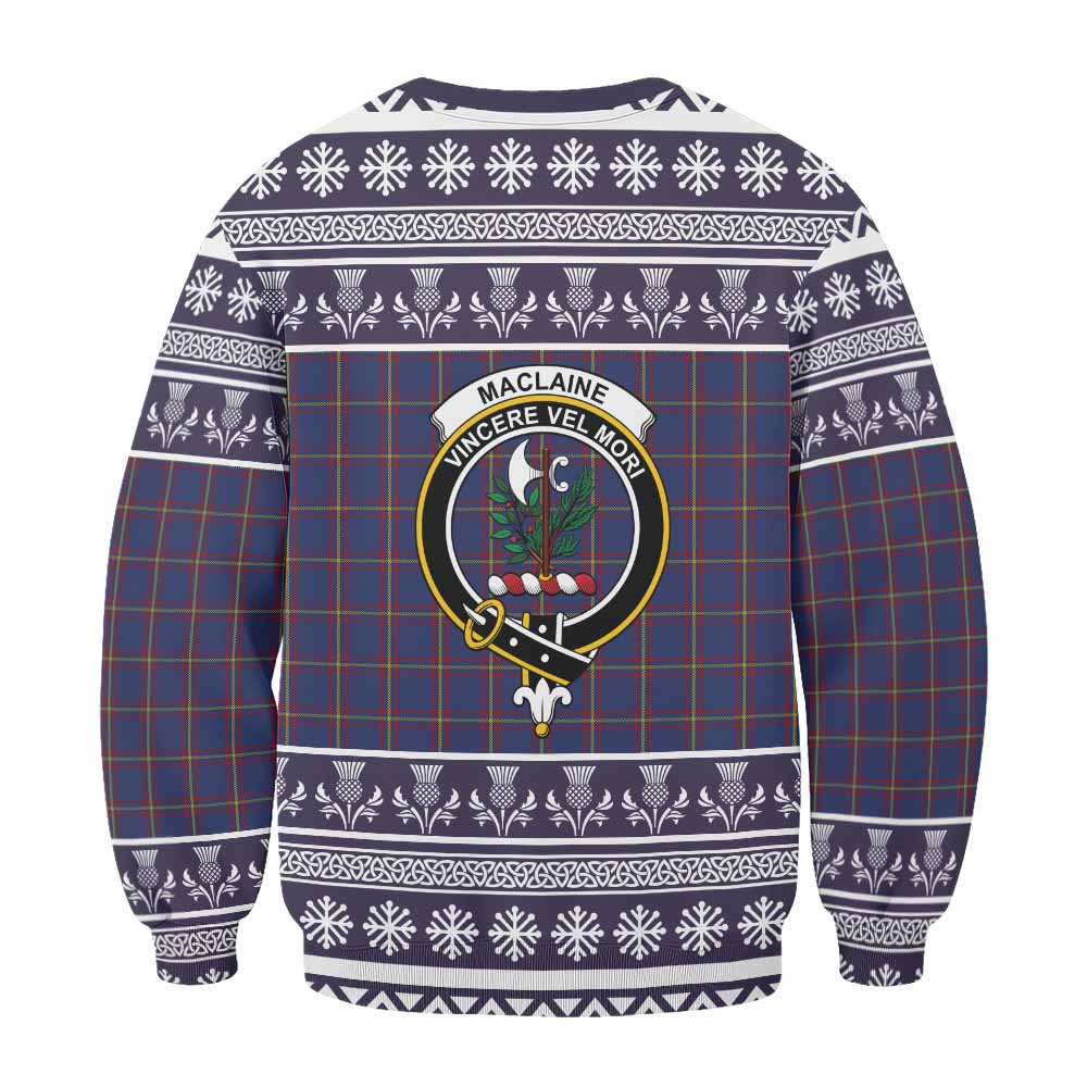 MacLaine (McLaine) Clan Tartan Christmas Sweatshirt with Family Crest - Tartan Vibes Clothing