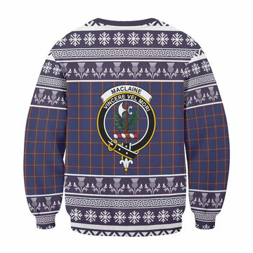 MacLaine (McLaine) Clan Tartan Christmas Sweatshirt with Family Crest