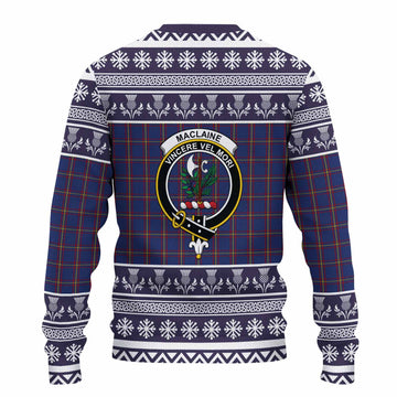 MacLaine (McLaine) Clan Tartan Christmas Ugly Sweater with Family Crest
