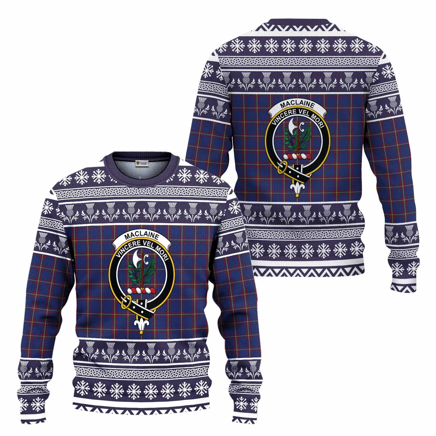 MacLaine (McLaine) Clan Tartan Christmas Ugly Sweater with Family Crest - Tartan Vibes Clothing