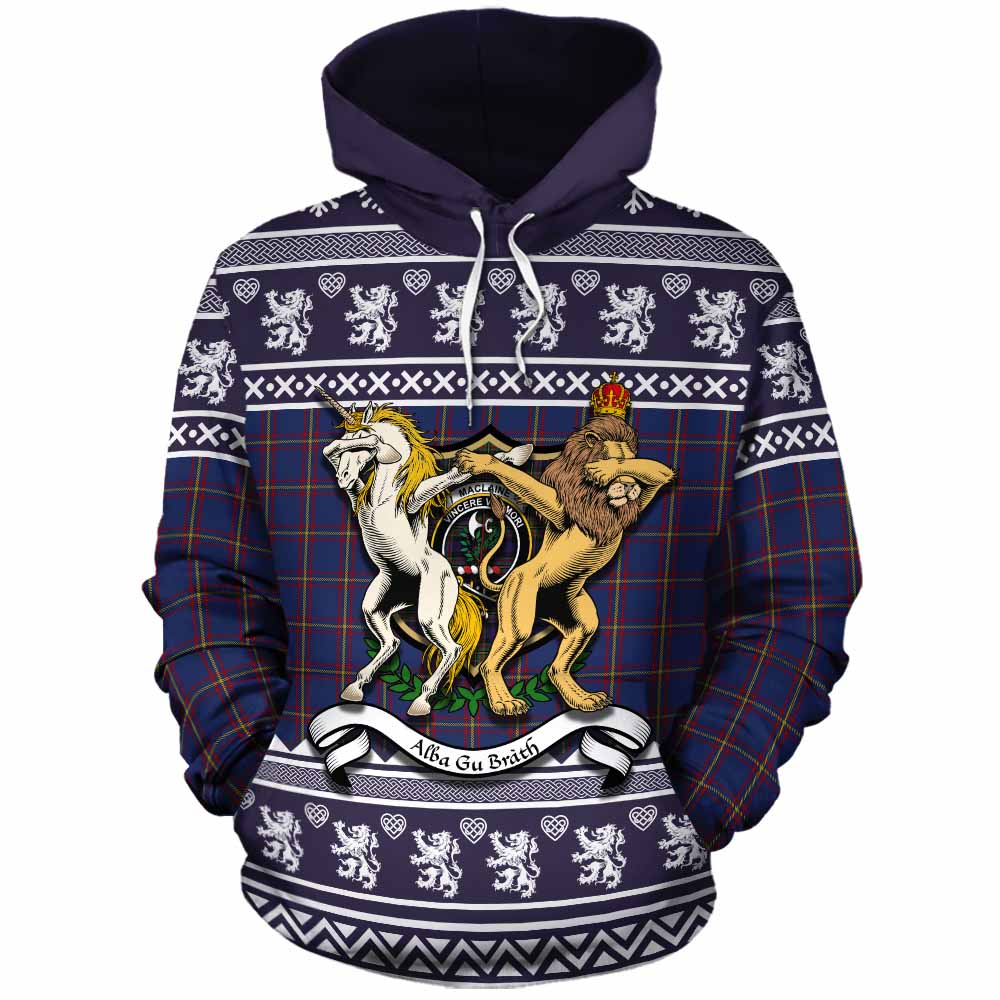MacLaine (McLaine) Clan Tartan Crest Christmas Cotton Hoodie Coat of Arms Funny Style - Tartan Vibes Clothing