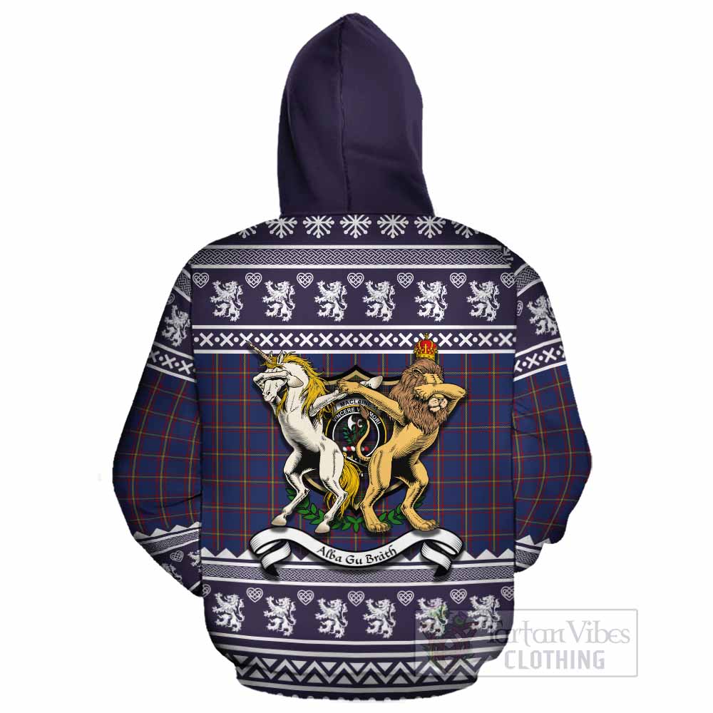MacLaine (McLaine) Clan Tartan Crest Christmas Cotton Hoodie Coat of Arms Funny Style - Tartan Vibes Clothing