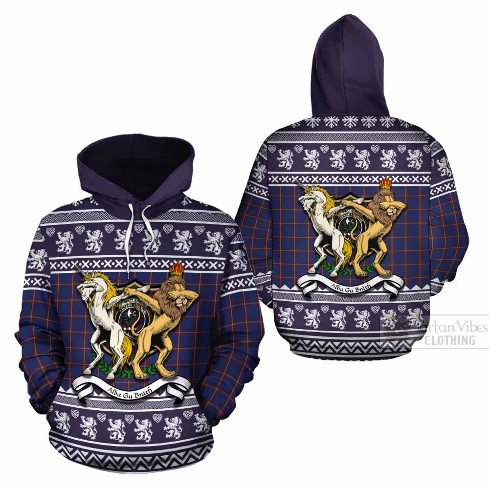 MacLaine (McLaine) Clan Tartan Crest Christmas Cotton Hoodie Coat of Arms Funny Style - Tartan Vibes Clothing
