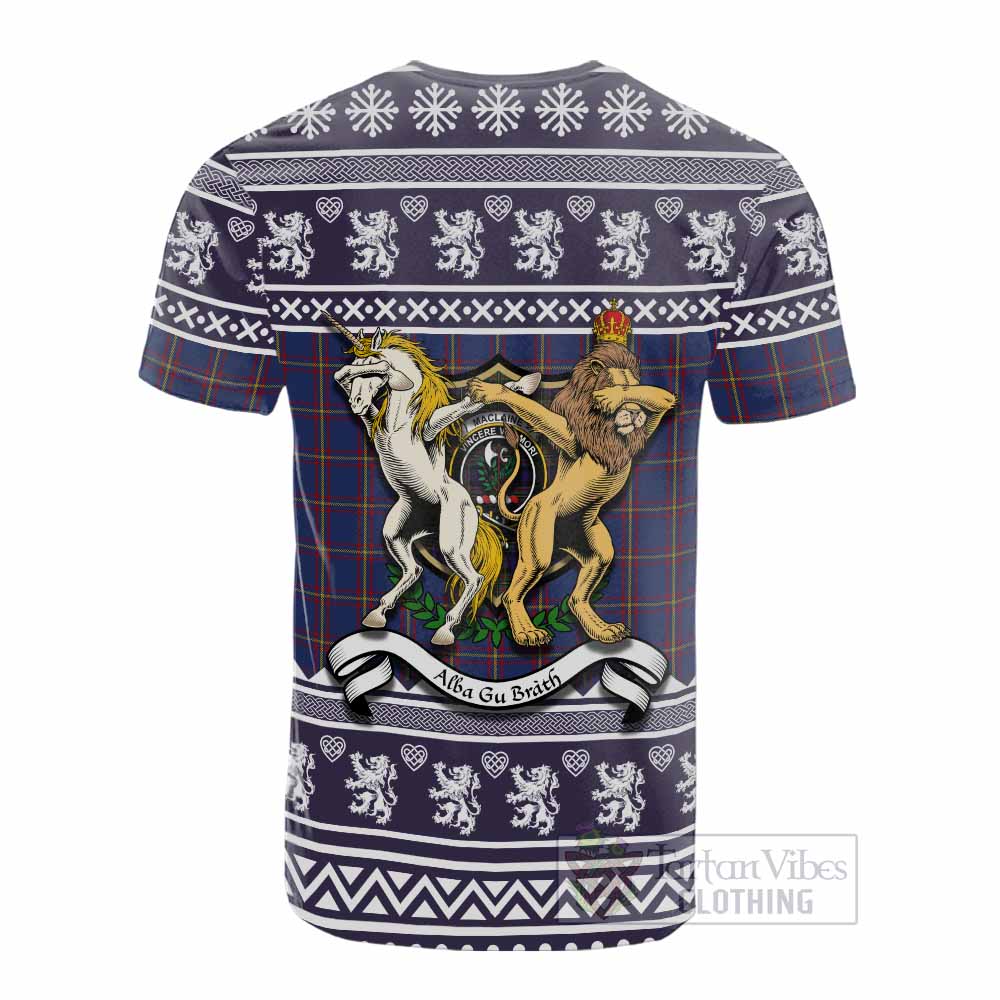 MacLaine (McLaine) Clan Tartan Crest Christmas Cotton T-shirt Coat of Arms Funny Style - Tartan Vibes Clothing