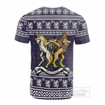 MacLaine (McLaine) Clan Tartan Crest Christmas Cotton T-shirt Coat of Arms Funny Style