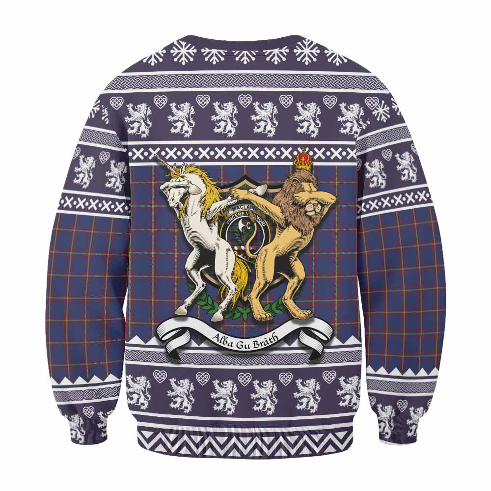 MacLaine (McLaine) Clan Tartan Crest Christmas Sweatshirt Coat of Arms Funny Style - Tartan Vibes Clothing